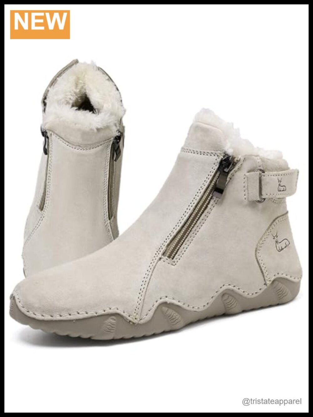 Women's Suede Round Toe Chukka Ankle Boots Faux Fur Lining Zip